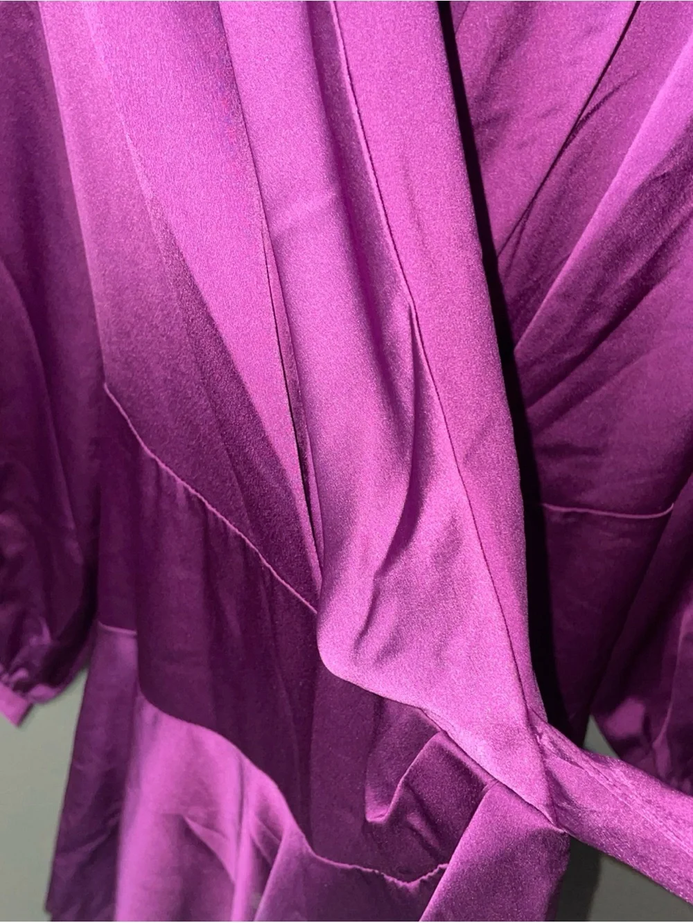 Boohoo Magenta Satin Wrap Mini Dress ZS 18